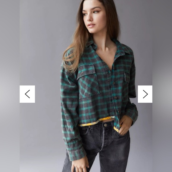 Urban Outfitters BDG Caleb Cropped Flannel Shirt cotton - Picture 2 of 11